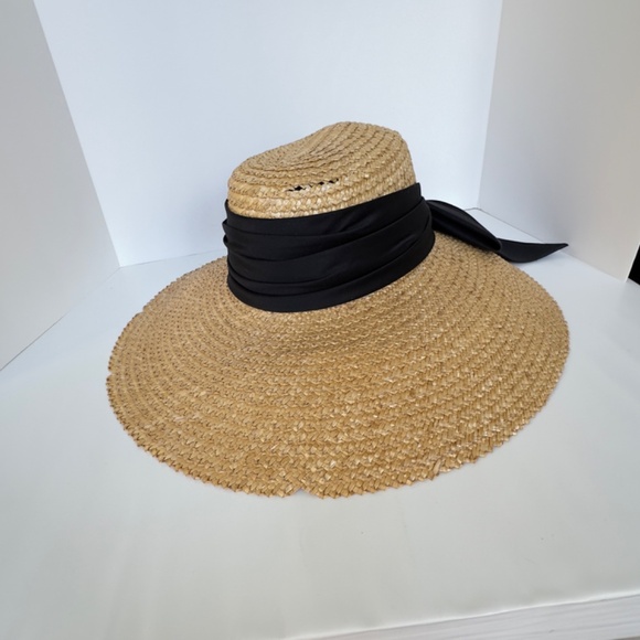 EUGENIA KIM "Mirabel" Straw Sun Hat with Black Bow, UPF 50+. - Picture 2 of 11